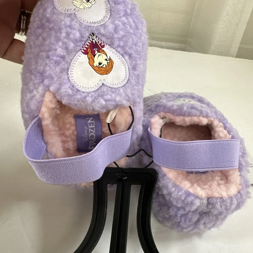 Disney Frozen Purple Slip On Slippers Back-Strap Toddler Girls 5-6 New